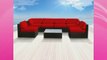 Luxxella Patio Bella Genuine Outdoor Wicker Furniture 7Piece Gorgeous Couch Sectional Sofa Set Red