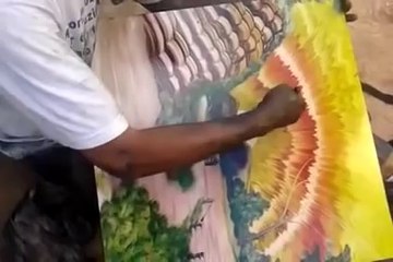 pintor callejero hace un cuadro en 9 minutos