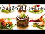 Rezept - Gemüsetürmchen mit Salatgarnitur und gebratenen Garnelen (Red Kitchen - Folge 174)