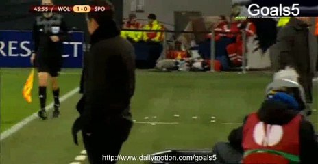 Bas Dost Goal Wolfsburg 1 - 0 Sporting Europa League 19-2-2015