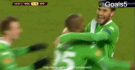 Bas Dost Goal Wolfsburg 1 - 0 Sporting Europa League 19-2-2015