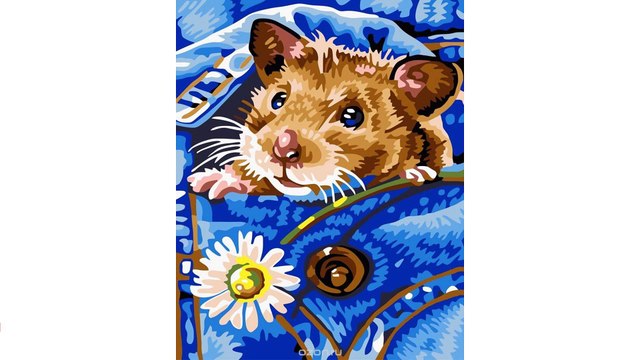 Живопись на холсте Хомяк в кармашке , 30 см х 40 см