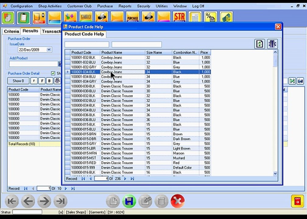 SUP0007u: Creation of Purchase Order (PO Matrix) for Footwear and Garments