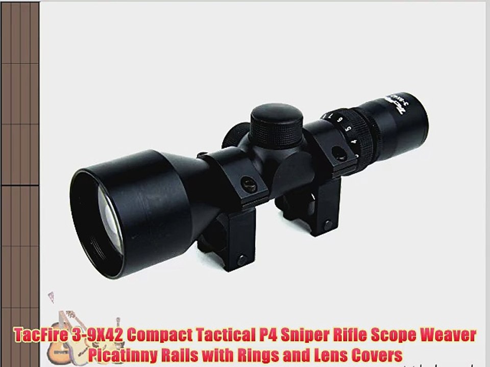 TacFire 3-9X42 Compact Tactical P4 Sniper Rifle Scope Weaver Picatinny Rails with Rings and