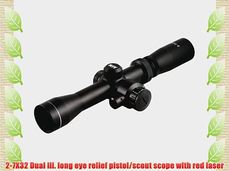 Aim Sports 2-7X32 Dual III. Long Eye Relief Scope with Red Laser and Rings