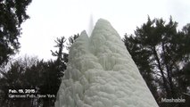 Plunging temperatures freeze New York fountain into 5-story 'ice volcano'