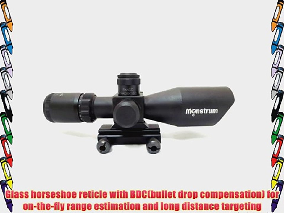 Monstrum Tactical Rifle Scope with Illuminated BDC Reticle Electronic Switch Control and Integrated