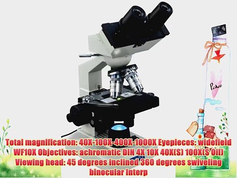 OMAX 40X-1000X Lab LED Binocular Compound Microscope with Double Layer Mechanical Stage