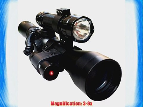 CVLIFE 3-9x40 Crosshair Optics Sniper Riflescope With Red Dot Laser Sight and 501B Torch Combination