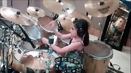 Small girl play all music instrument