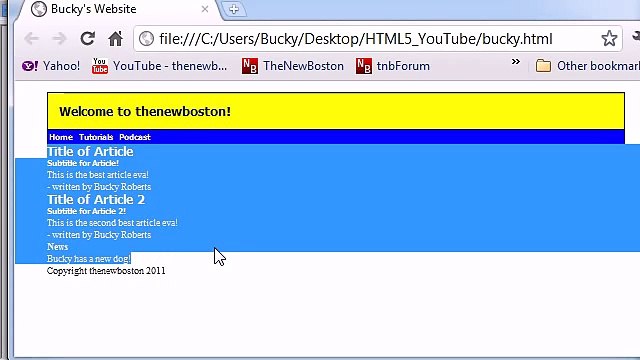 -HTML5 Tutorial - 16 - Finishing the Flexible Box Model Layout - YouTube