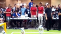 Robots playing Soccer for RoboCup. They may win Humans in World Cup within few Decades.