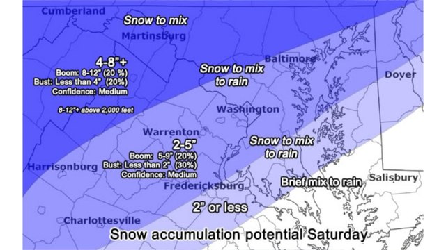 Snow forecast: Several inches likely Saturday