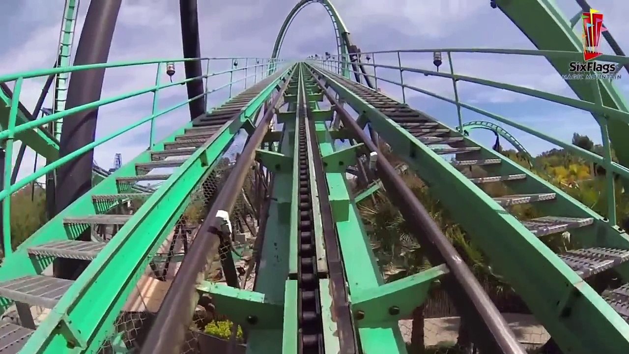 Six Flags Magic Mountain Riddler's Revenge POV HD Roller Coaster On ...