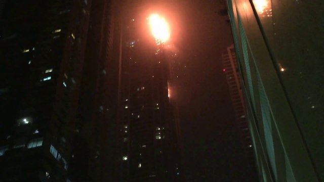 The Torch Tower On Fire : One of Dubai's Tallest Buildings in the flames