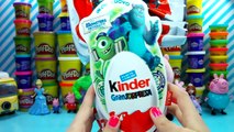 giant kinder surprise eggs monster disney pixar unboxing toy sulley egg opening (HD)
