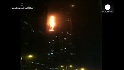 آتش سوزی در یکی از آسمان خراشهای دوبی