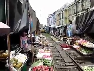 People made a market on a railway line