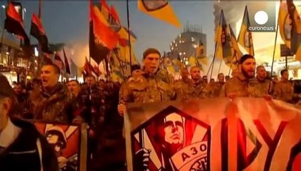 Ukraine nationalists out in force in Kyiv supporting WWII army
