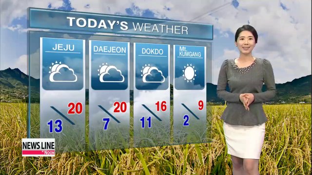 Cool and sunny afternoon, nationwide showers tomorrow