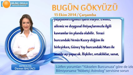 BALIK Burcu, GÜNLÜK Astroloji Yorumu,15 EKİM 2014