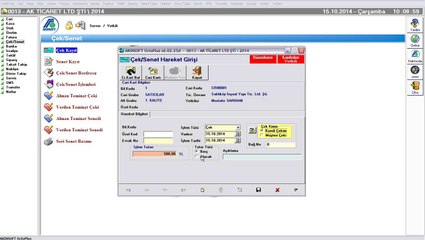 AKINSOFT OctoPlus Çek/Senet Kaydı