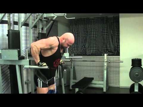 Как накачать трицепс. - № 322. Отжимания на брусьях обр.хватом с весом 40 кг