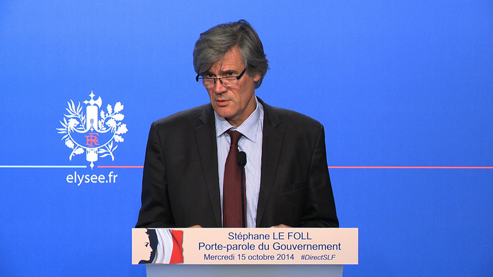 Point de presse de Stéphane Le Foll, porte-parole du Gouvernement, le 15  octobre - Vidéo Dailymotion