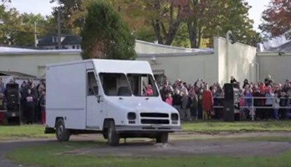 Huge Pumpkin Dropped 120 Feet Onto Van