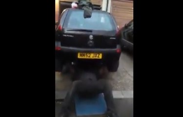 Guy bench presses a car with ease