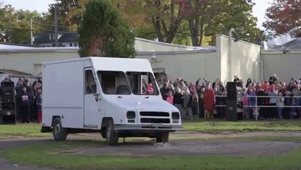 Huge Pumpkin Dropped 120 Feet Onto Van