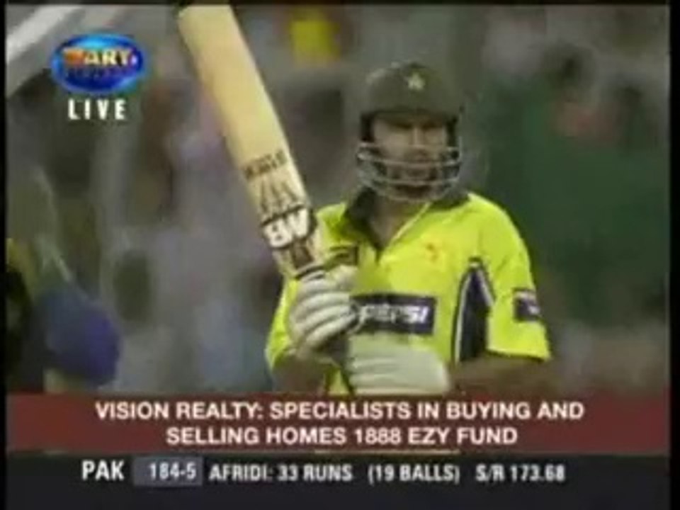 Shahid Afridi 6 sixes in over