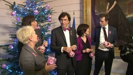 Di Rupo et ses vice-Premiers décorent leur sapin aux couleurs de Pink Ribbon