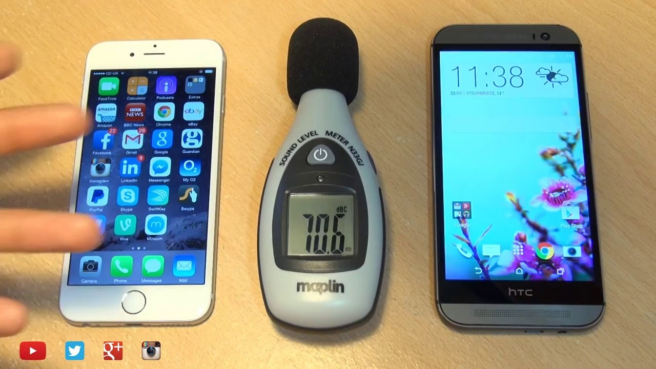 iPhone 6 vs HTC One M8 BOOMSOUND Speaker Test - Comparison