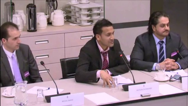 Mehran Baluch & representatives of religious minorities of Pakistan speaking at the Hague (1)