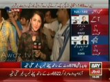 PTI Supporters chanting _Ek Chawal aadmi , Hashmi Hashmi_ outside polling station Multan