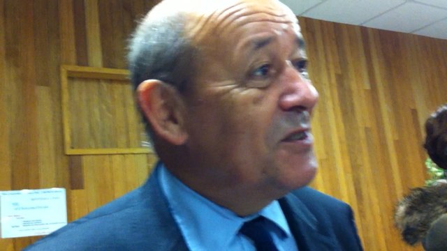 Jean-Yves Le Drian s'exprime à l'issue de la cérémonie à Sainte-Anne-d'Auray