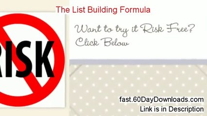 The List Building Formula 2013, Did It Work (and free review)