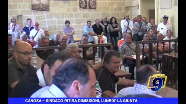 CANOSA DI PUGLIA | Sindaco ritira dimissioni, lunedì la Giunta