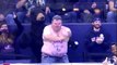 So crazy Columbus Blue Jackets ice hockey fan dances bear chested