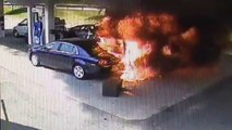 Crash d'une voiture dans une station essence