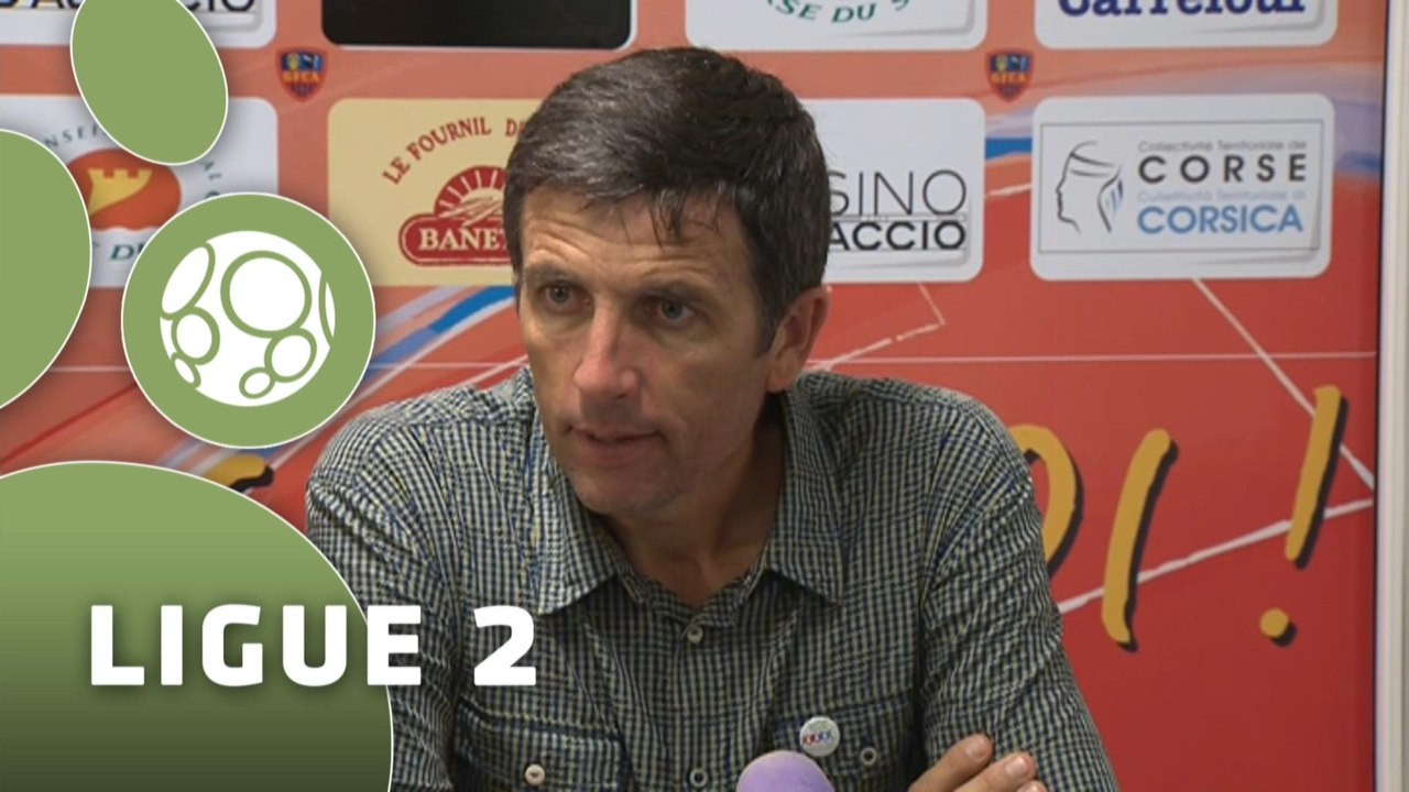 Conférence de presse GFC Ajaccio - AC Arles Avignon (3-1) : Thierry LAUREY (GFCA) - Stéphane CRUCET (ACA) - 2014/2015