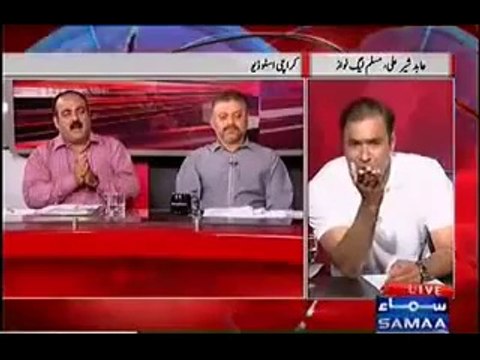 See the fight b/w Abid Shar Ali & Sharjeel Memon the using very abusing language watch video.