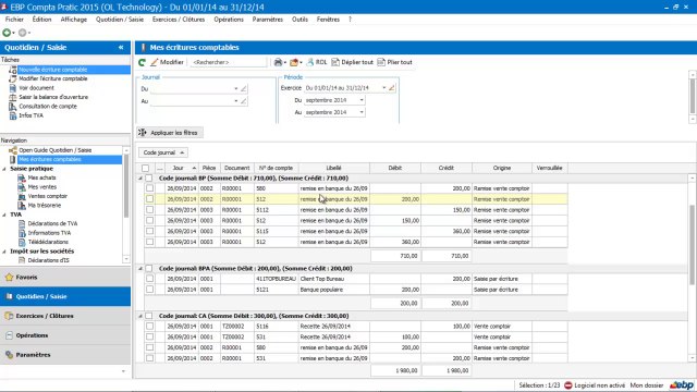 EBP Compta Pratic 2015 : Transfert dossier expert comptable