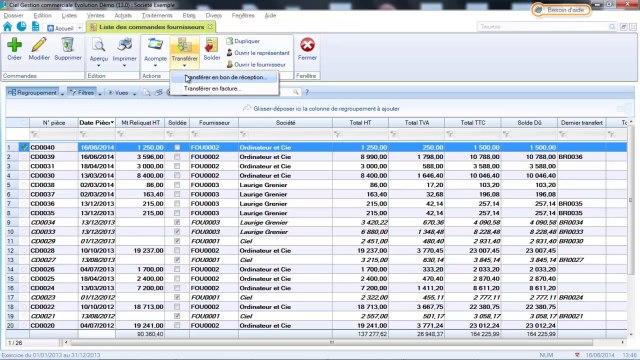 CIEL Gestion Commerciale 2014 : Les livraisons et receptions partielles