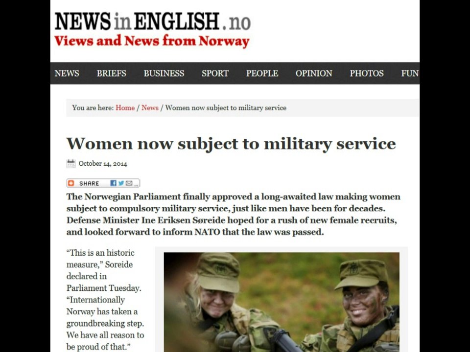 Women In Norway Now Subject To Mandatory Military Service
