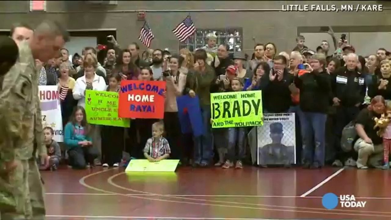 Toddler ignores military protocol, hugs mom _ Soldiers Coming Home