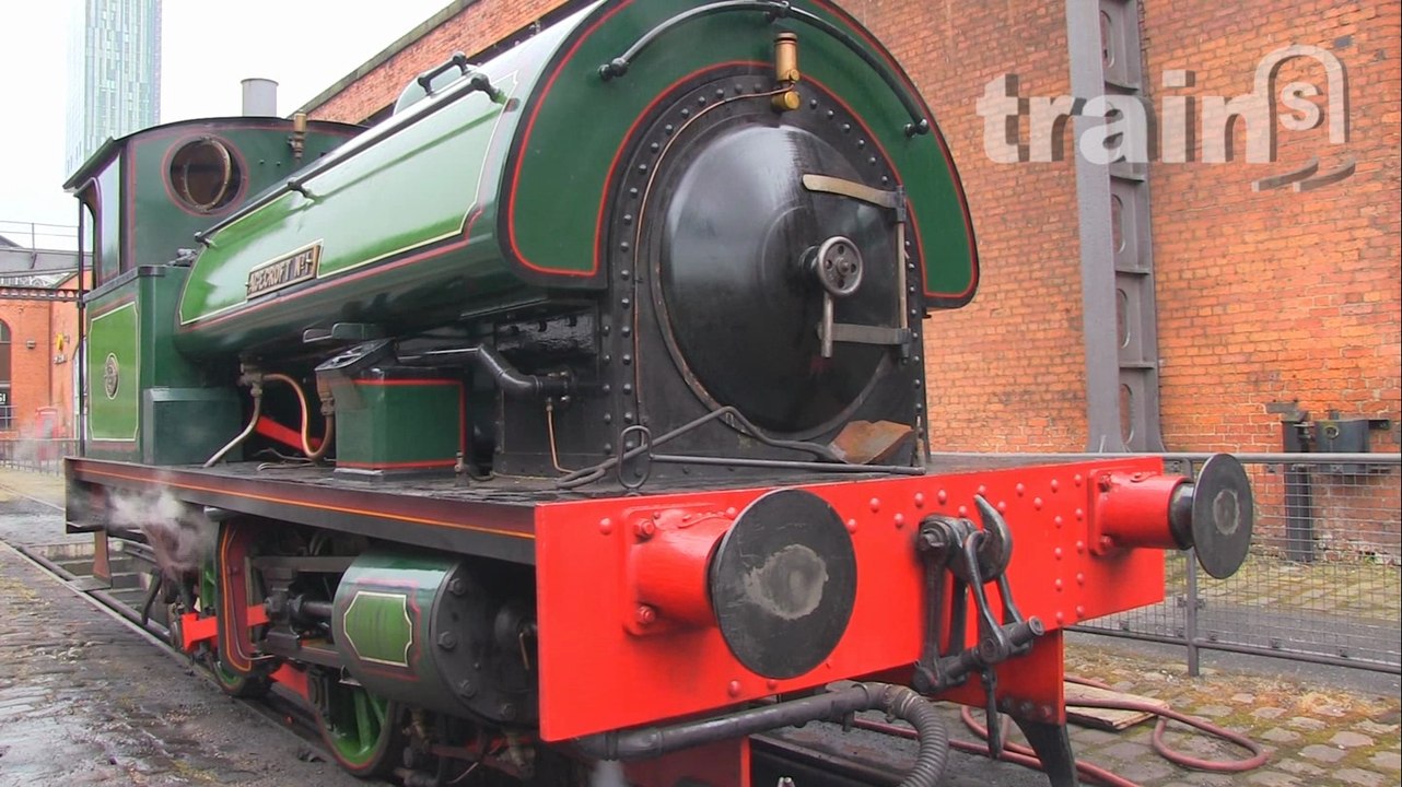 Steam train at the former Liverpool Road station in Manchester (UK)