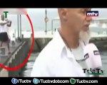 Man falls into cold Water During Live Interview