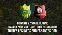 Réservez vos places pour le derby FC Nantes / Stade Rennais, dimanche 2 novembre (14h) à la Beaujoire